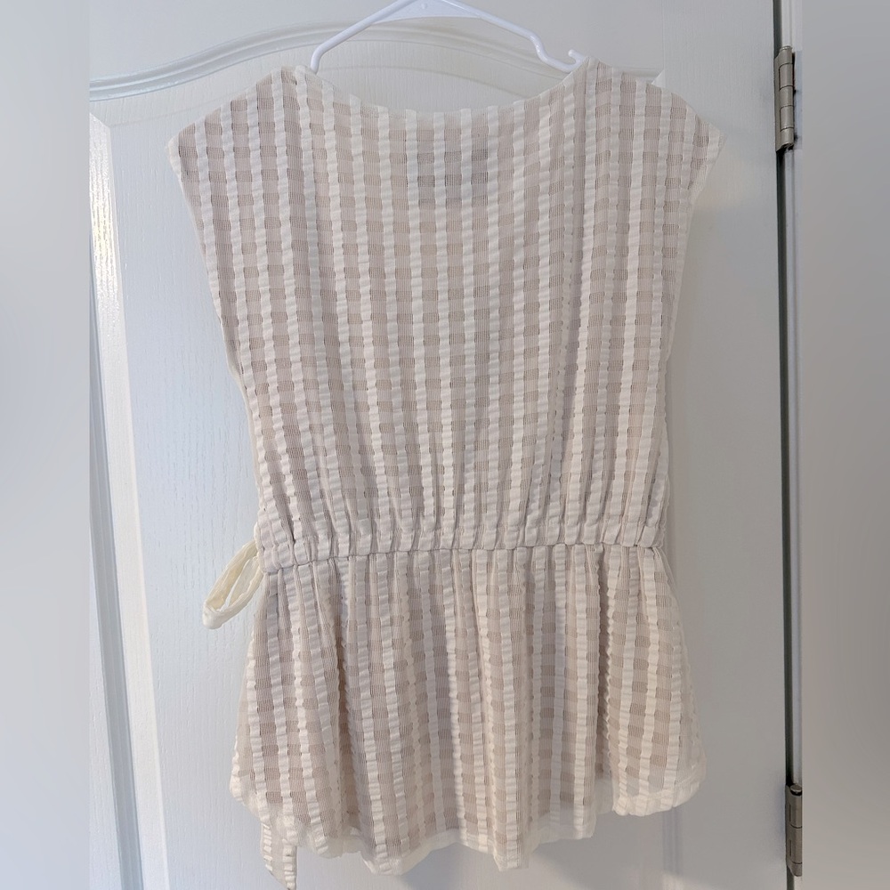 NWT Beautiful Anthropologie Deletta Side Tie Top (white/ivory, size xs/s) - Picture 2 of 7